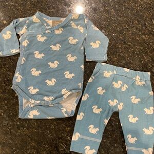 Kate Quinn Squirrel Kimono Wrap Bodysuit with Pants Outfit Size 6-12 Months